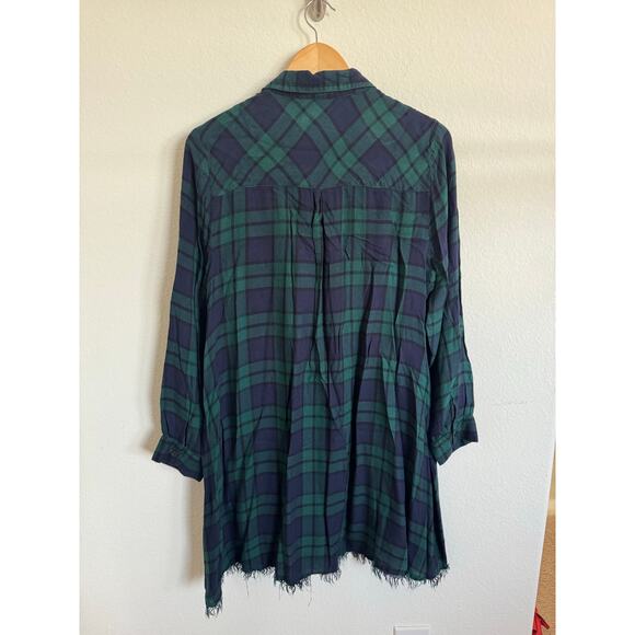 Mud Pie Womens Flannel Dress Blue Green Soft Western Size Medium - Picture 2 of 7
